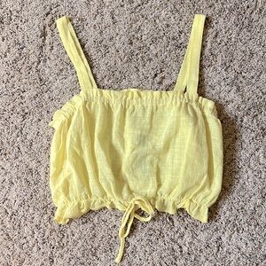 Timing Pale Yellow Cropped Tank - Size Medium
